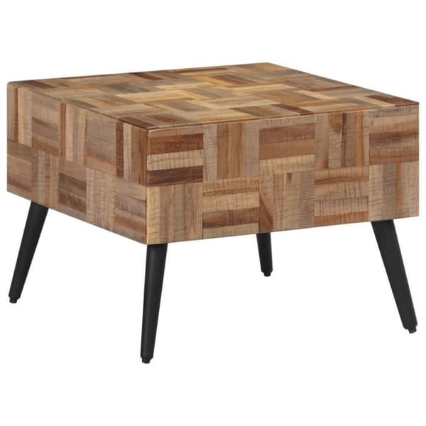 Bord - EKSKLUSIV HUS - 55 x 55 x 40 cm - Massiv genvundet teak - Jernramme - Grå Grå