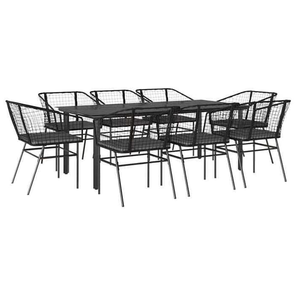 Maison Exclusive - Havemøbler sæt med puder 9 stk sort poly rattan glas