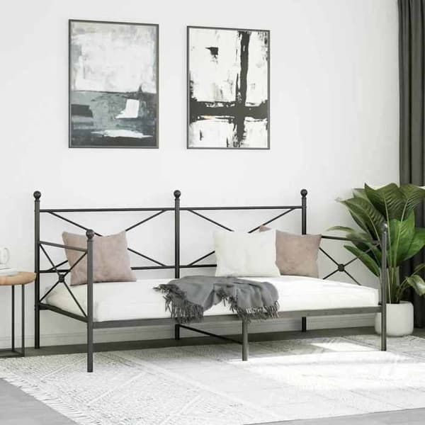 Seng i dag - EKSKLUSIV HUS - 100 x 190 cm - Sort stål - Inkluderet lamelbund - Opbevaring under sengen