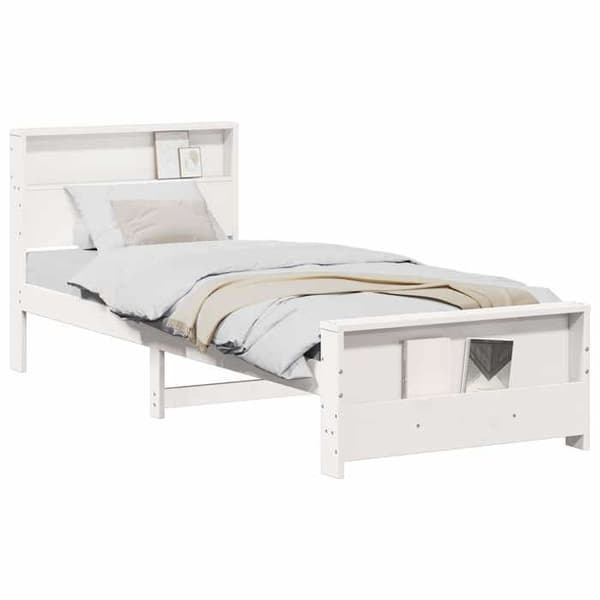 Sengestel - EKSKLUSIV HUS - Platform - Hvid - 75 x 190 cm - Massiv fyr Vit