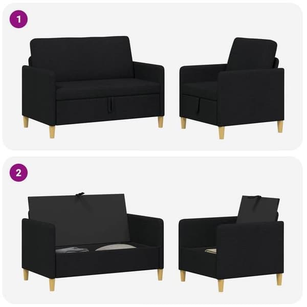 Maison Exclusive - Sofa med opbevaring 2 stk Sort Polyester