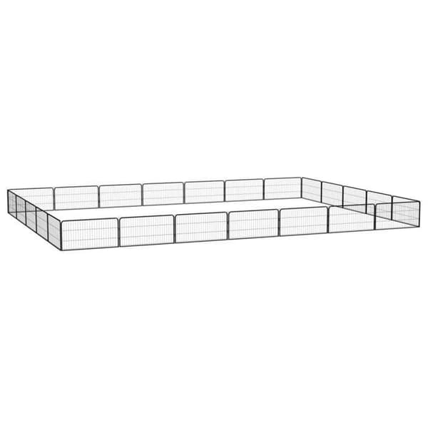 Maison Exclusive - Hundepark 24 paneler Sort 100x50cm Pulverlakeret stål Svart
