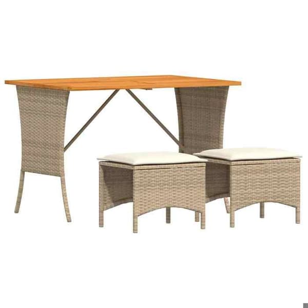 Maison Exclusive - Puutarhakalusteryhmä ja tyynyt 3 kpl Beige polyrottinki beige