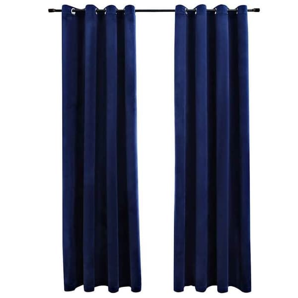 Maison Exclusive - Mørklægningsgardiner og ringe 2 stk. Mørkeblå 140x245cm Mörkblå