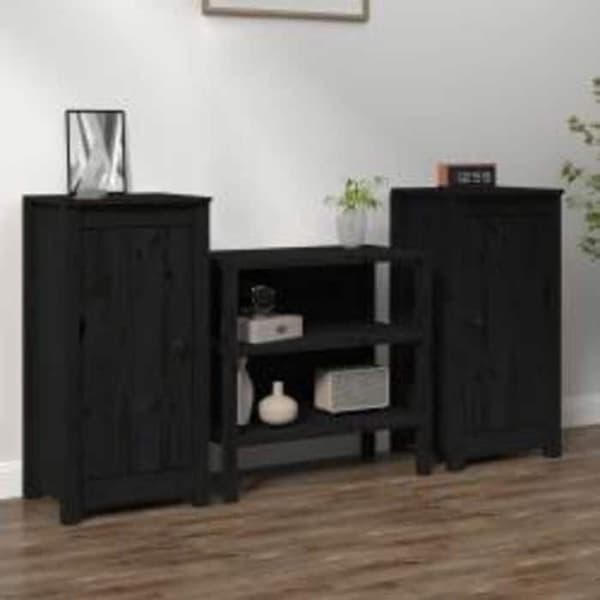 Maison Exclusive - Buffets 2 kpl musta 39x35x80 cm massiivipuu mänty