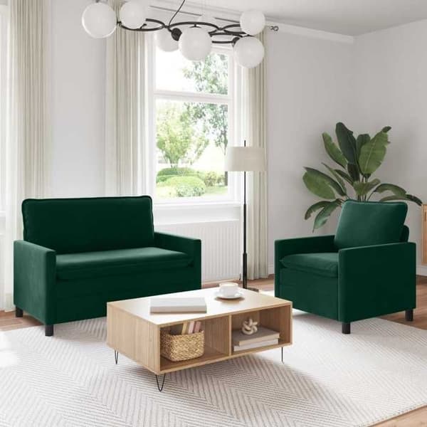 Maison Exclusive - 2 kpl sohvakokonaisuus tummanvihreä sametti