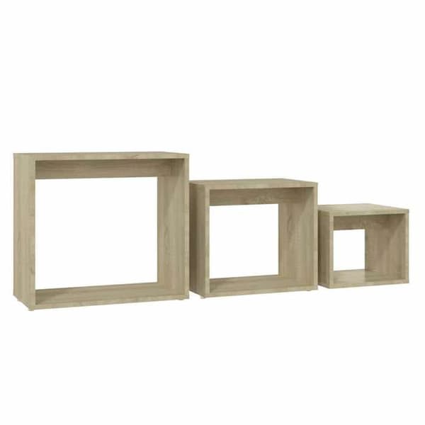 Bordstabletter - MAISON EXCLUSIVE - Sonoma eg - Sæt med 3 stk - Pladsbesparende - Moderne design