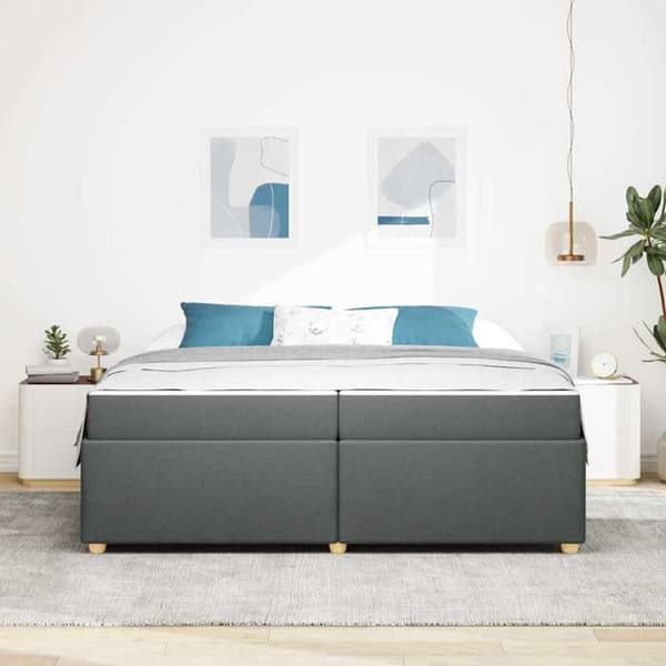 Maison Exclusive - Sängram med madrass Mörkgrå 200 x 200 cm tyg