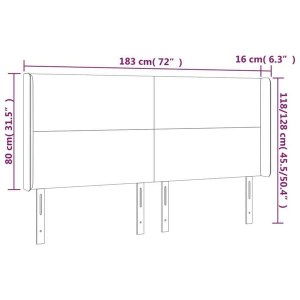 Maison Exclusive - LED Hovedgærde Hvid 183x16x118/128 cm Simililæder