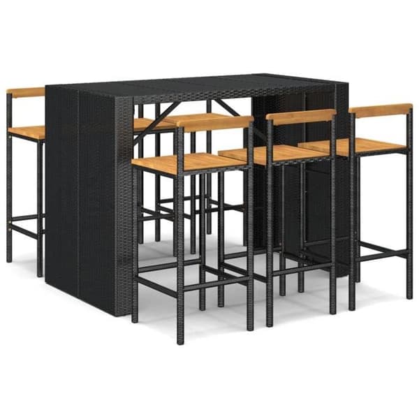 Havemøbler - Maison Exclusive - Havebar sæt 7 dele - Sort - Poly rattan & akacietræ