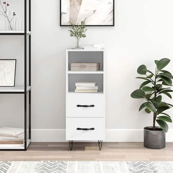 Maison Exclusive - Hvidt buffet 34,5x34x90 cm ingeniørtræ Vit