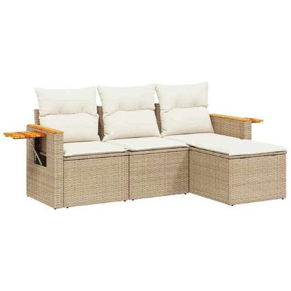 Maison Exclusive - Trädgårdsmöbler med kuddar 4 delar beige flätad resin beige