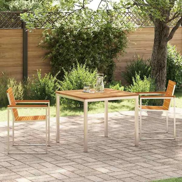 Maison Exclusive - Sæt af 3 pc. spisebord til haven Brunt och silver