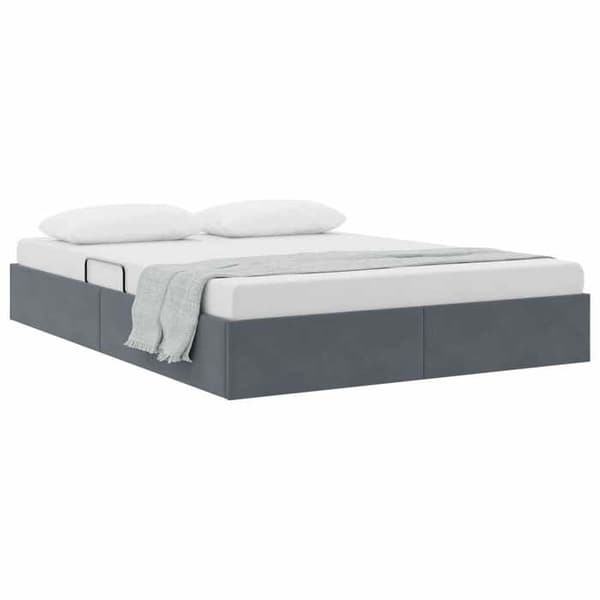 Lit ottoman - MAISON EXCLUSIVE - Ottoman seng - 140 x 190 cm - Mørkegrå velour - Hydraulisk opbevaring Mörkgrå