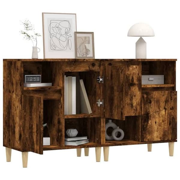 Maison Exclusive - Buffeter 2 stk røgfyldt eg 60x35x70 cm ingeniørtræ