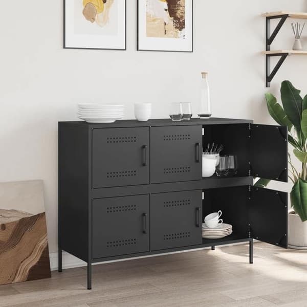 Maison Exclusive - Buffé svart 100,5x39x79 cm stål