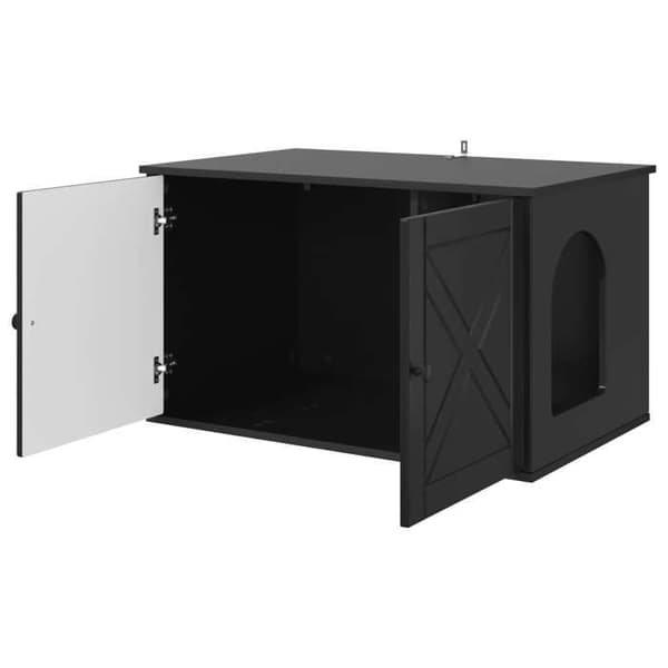 Kattemiljø - EKSKLUSIVT HUS - 85 x 55 x 50,5 cm - Sort - Ingeniørtræ - Rektangulær Svart