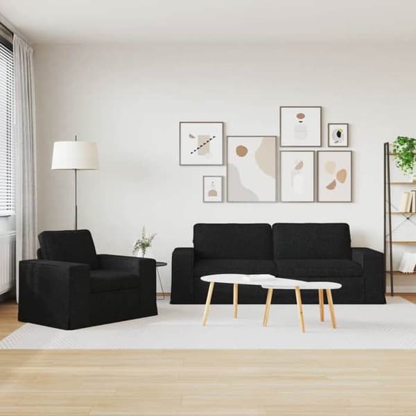 Maison Exclusive - 2-delars soffgrupp i svart tyg