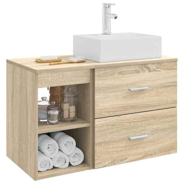 Maison Exclusive - Badmöbelset 2 delar Sonoma-ek