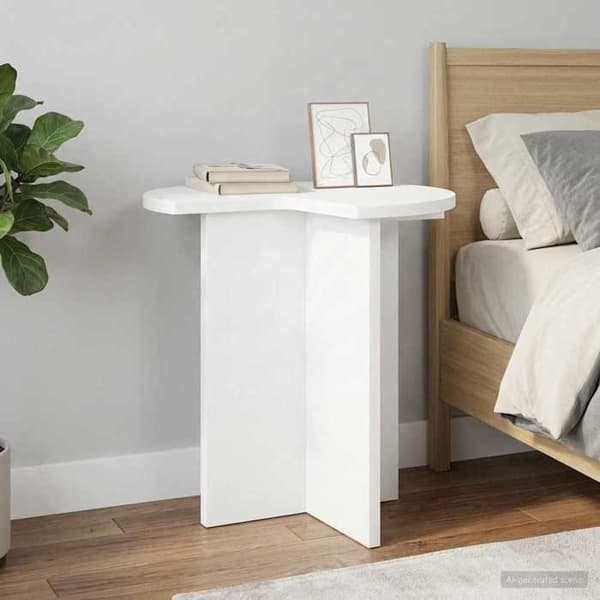 Sidebord - MAISON EXCLUSIVE - Ø39 x 38 cm - Hvid - Ingeniørtræ - Rund Vit