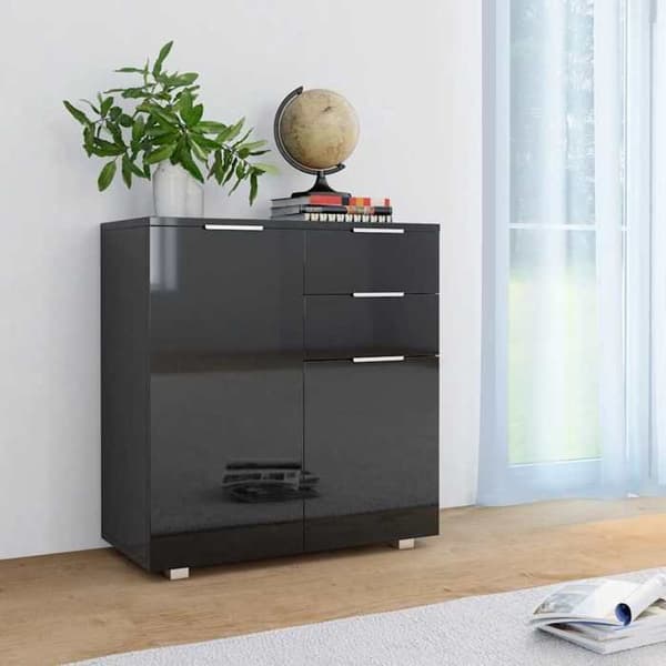 Buffet - Maison Exclusive - Blank sort - 71x35x80 cm - 2 døre 2 skuffer Svart