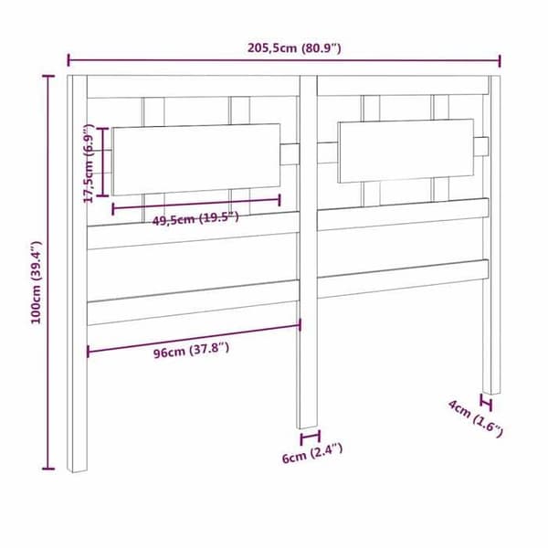 Maison Exclusive - Grå sänggavel 205,5x4x100 cm Massivt furu Grå