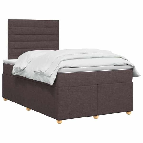Maison Exclusive - Boxspring seng med madras Mørkebrun 120 x 200 cm Stof