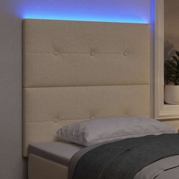 Sänggavel - EXKLUSIV HEM - 100 cm Kräm - Inbyggd LED - Justerbar höjd - Polyester tyg Grädde