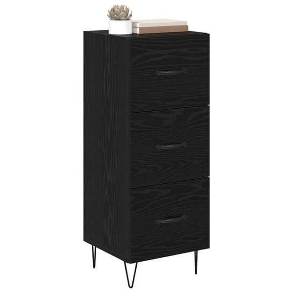 Maison Exclusive - Buffet Sort egetræ 34 x 34,5 x 90 cm Ingeniørtræ svart ek