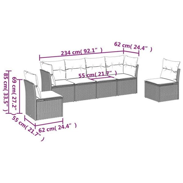 Maison Exclusive - Trädgårdsmöbler med kuddar 6 delar beige flätad resin