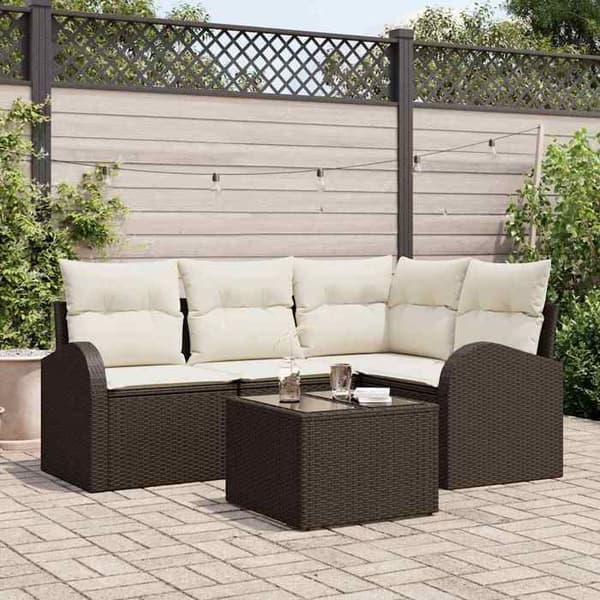 Maison Exclusive - Set med bruna polyrottingträdgårdsmöbler brun