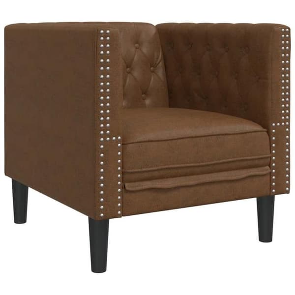 Maison Exclusive - Chesterfield stol i brun kunstlæder