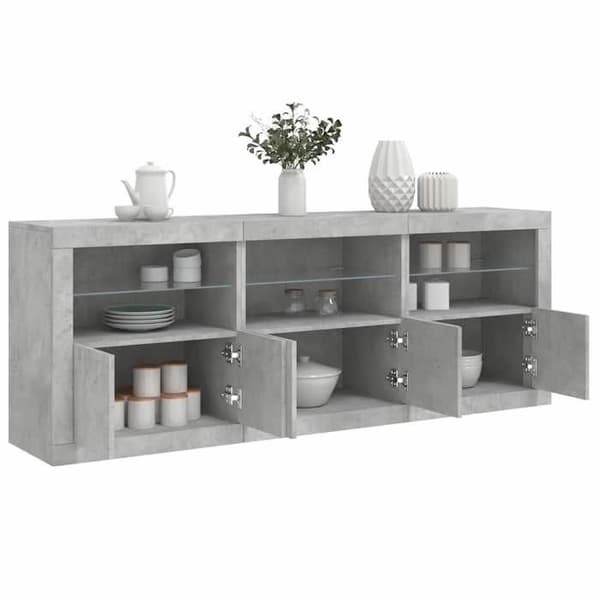 Maison Exclusive - Buffet med LED-lys grå beton 181,5x37x67 cm