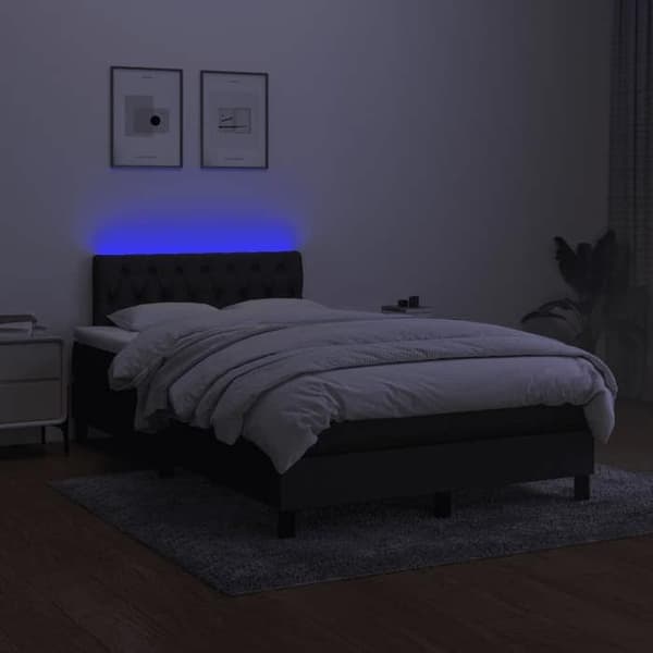 Maison Exclusive - Sängyn puukehys, patja ja LED musta 120x190 cm kangas