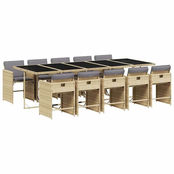 Maison Exclusive - Puutarhakalusteryhmä ja tyynyt 11 kpl beige sekoitus