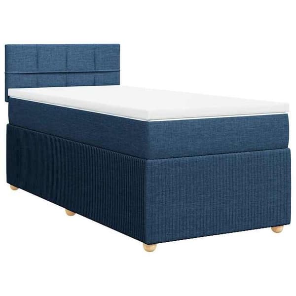 Maison Exclusive - Seng med lameller og madras Blå 100x200 cm Stof