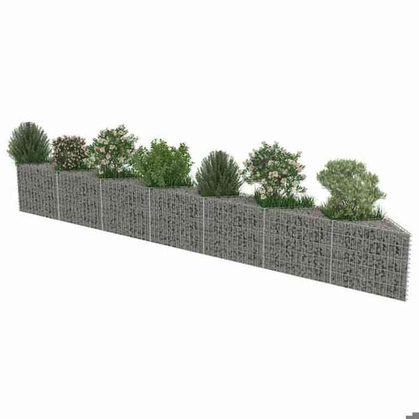 Maison Exclusive - Gabionvägg i galvaniserat stål 450x30x50 cm Silver