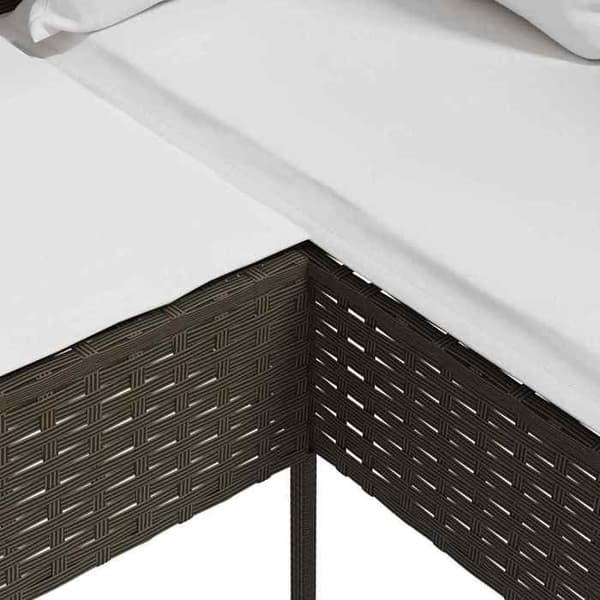 Maison Exclusive - Ute-soffa i L-form med bruna kuddar i flätad resin brun