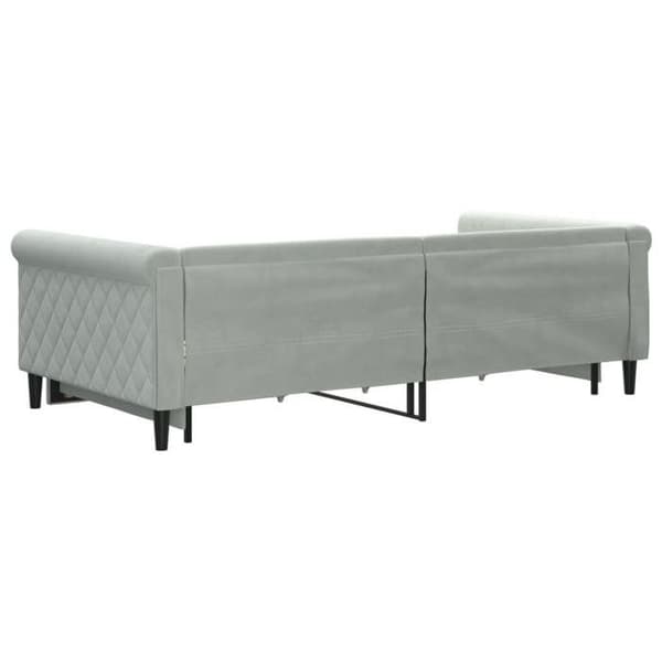 Lit gigogne - MAISON EXCLUSIVE - Päivävuode 100x200 - Harmaa sametti - 2 laatikkoa - Metallipuukehys
