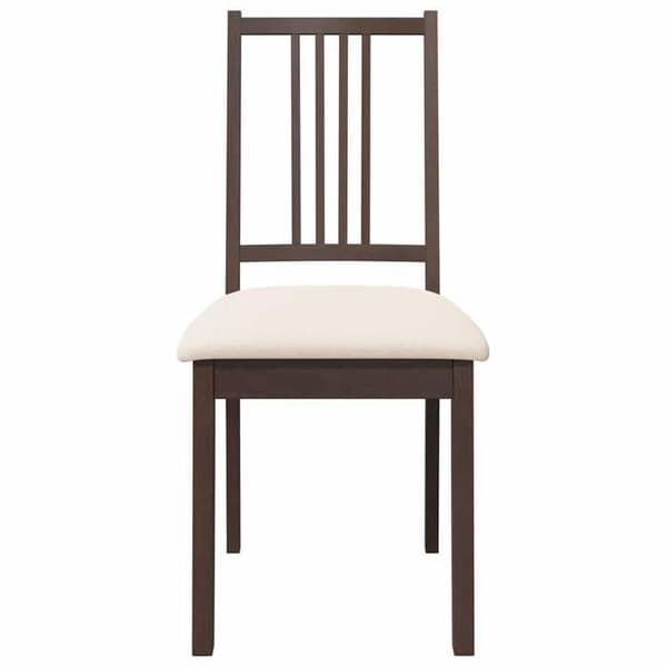 Maison Exclusive - Spisestole med puder 2 stk brun massiv gummitræ