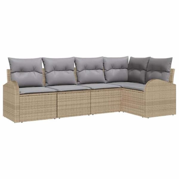 Utomhussoffa - EXKLUSIVT HUS - 5-delarsset - Beige - Polyrotting - Modulär, slitstarka kuddar beige