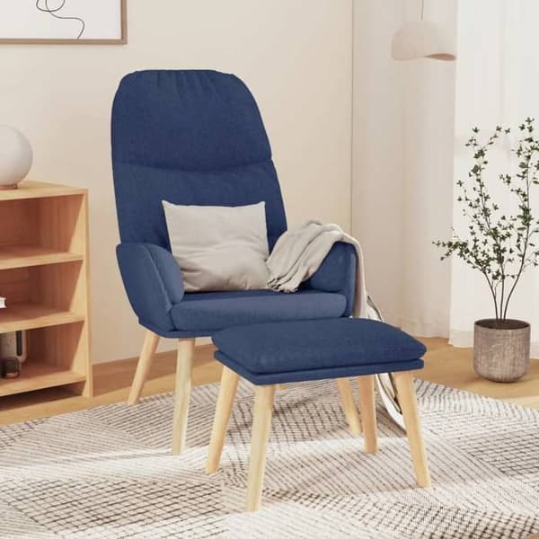 Maison Exclusive - Afslapningsstol med skammel Blå Stof