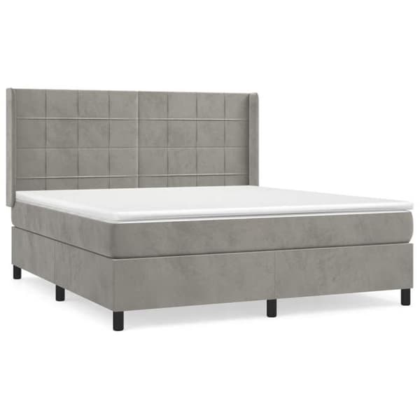 Maison Exclusive - Seng solid bund med socker og madras Grå 160x200cm Velour