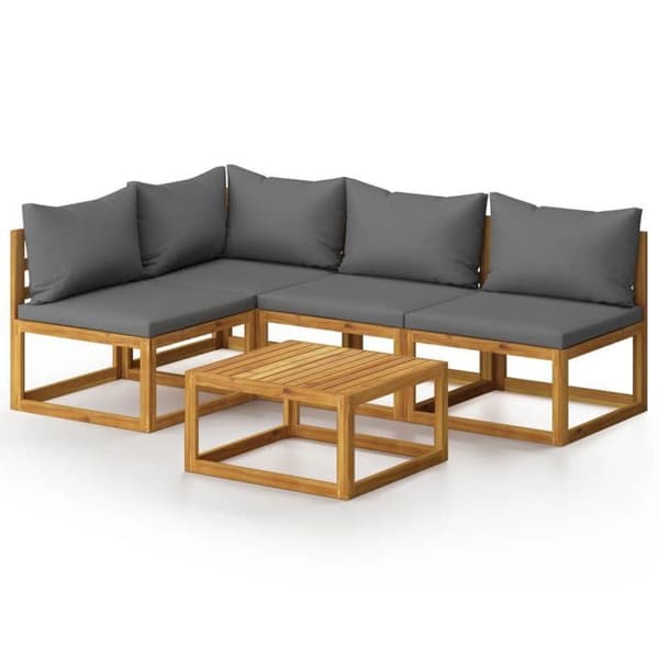 Maison Exclusive - Havegruppe 5 stk med pude i solid akacietræ