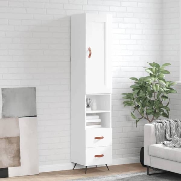 Maison Exclusive - Buffé hög Vit glänsande 34,5x34x180 cm Ingenjörsträ