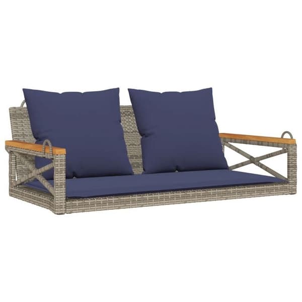 Maison Exclusive - Balanssoffa med grå kuddar 109x62x40 cm flätad resin