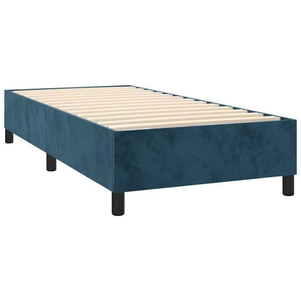 Maison Exclusive - Sängram med lameller och mörkblå LED-madrass 80x200cm Sammet