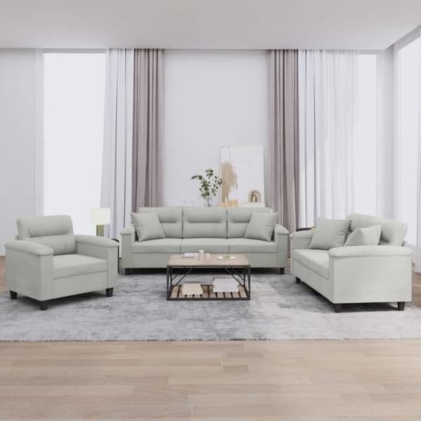 Maison Exclusive - Sæt af 3 sofaer med puder Lys grå Mikrofiber stof