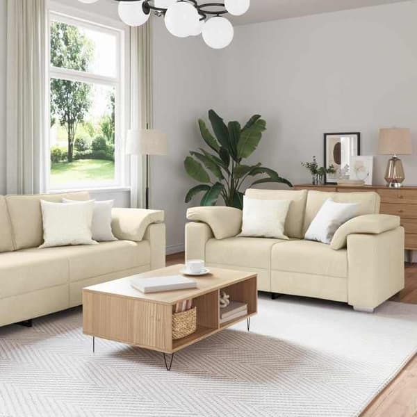 Maison Exclusive - 3 osan sohva, kerma kangasta Grädde