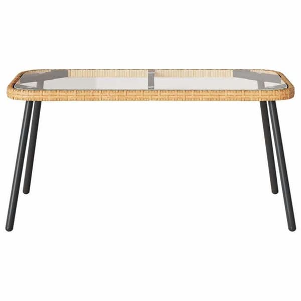 Bord - EKSKLUSIV HUS - 90 x 45 x 43 cm - Poly rattan - Glasplade - Velegnet til udendørs brug